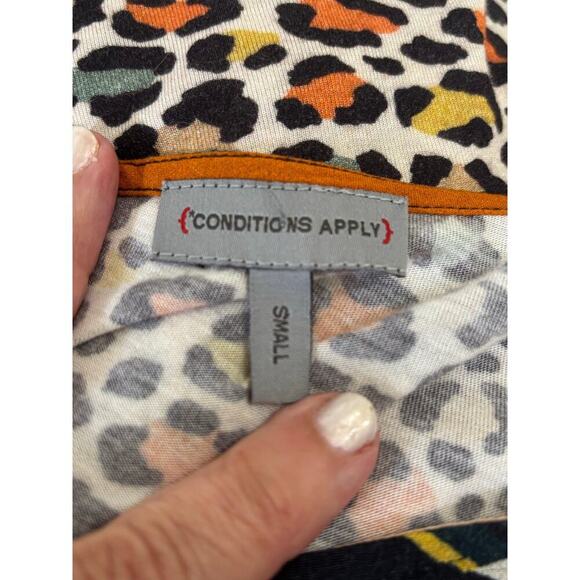 Conditions Apply top, cream/black, leopard print, colorful, artsy, eclectic - Picture 4 of 5